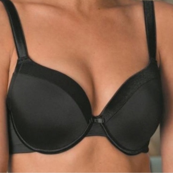 CARNIVAL 512 Black Molded Tuxedo Low Plunge Full Figure‎ Underwire Bra Sz 46DD - Picture 4 of 14